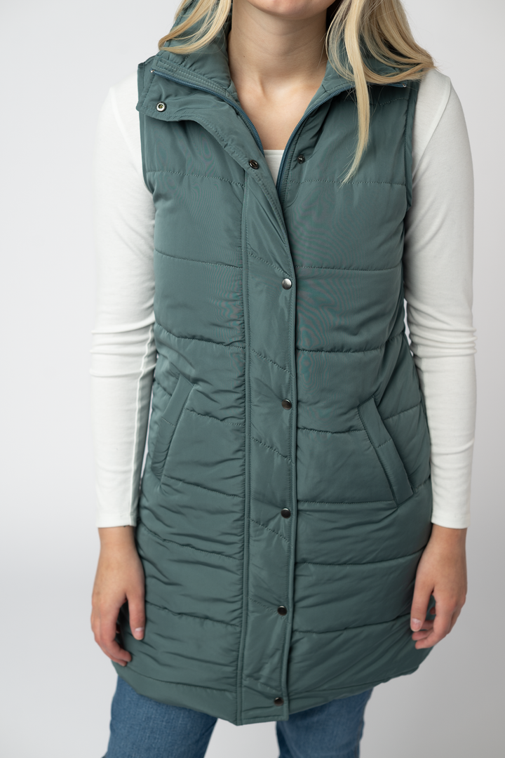 IN STOCK Harlow Long Vest - Teal