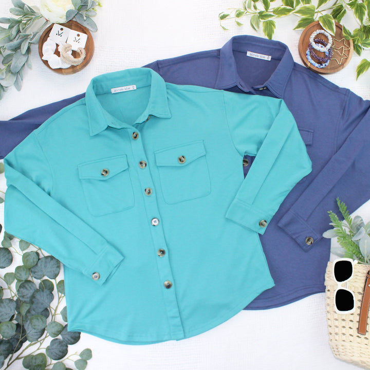 IN STOCK Brenna Button Down Top - Teal FINAL SALE