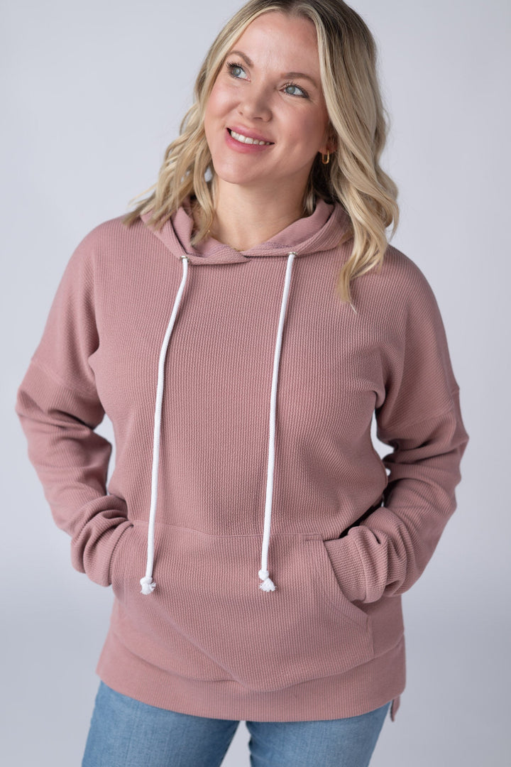 IN STOCK Kacey Ribbed Hoodie - Rose