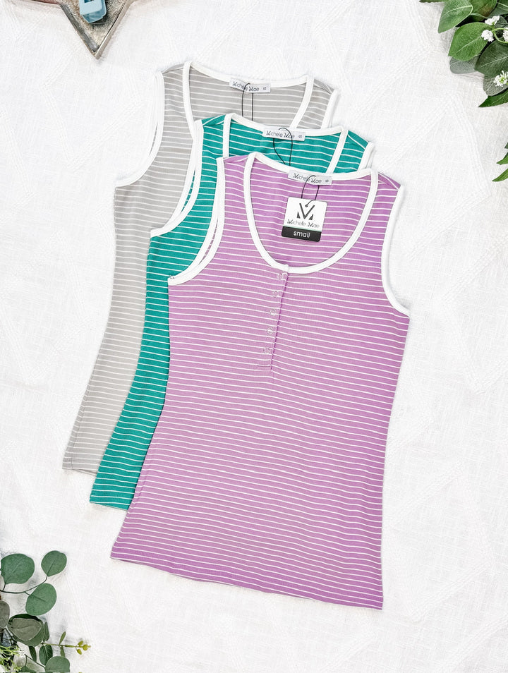 IN STOCK Shiloh Button Snap Tank - Green FINAL SALE