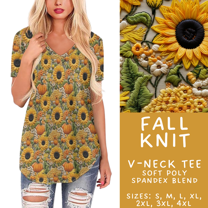 Batch #407 - Fall Fun 2 - Closes 9/4 - ETA mid/late October - Fall Knit V-Neck Tee