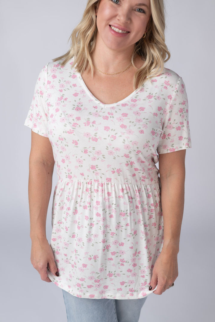 IN STOCK Sarah Ruffle Short Sleeve - Pretty in Pink Floral