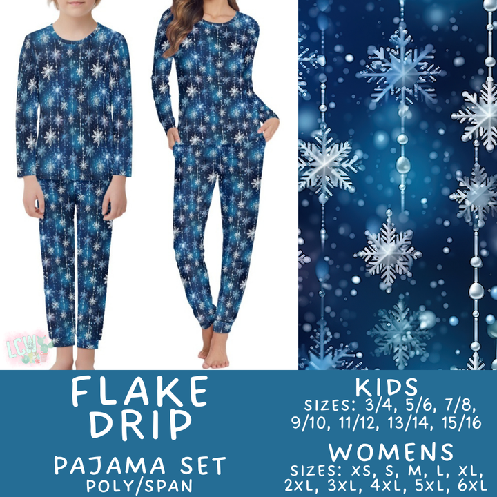 Batch #425 - Winter Family Pajamas - Closes 10/6 - ETA late Nov - Flake Drip Women's & Kid's Pajama Set