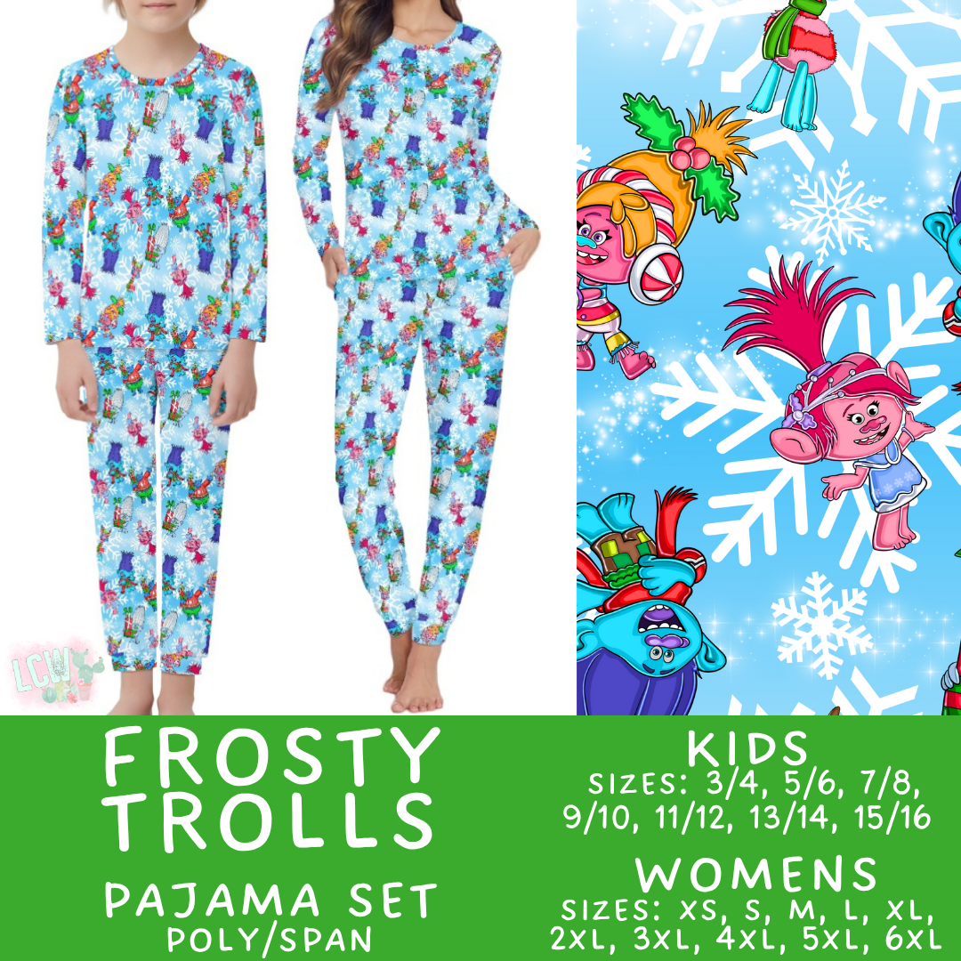 Batch #431 - Character Christmas Pajamas - Closes 10/16 - ETA late Nov - Frosty Trolls Women's & Kid's Pajama Set