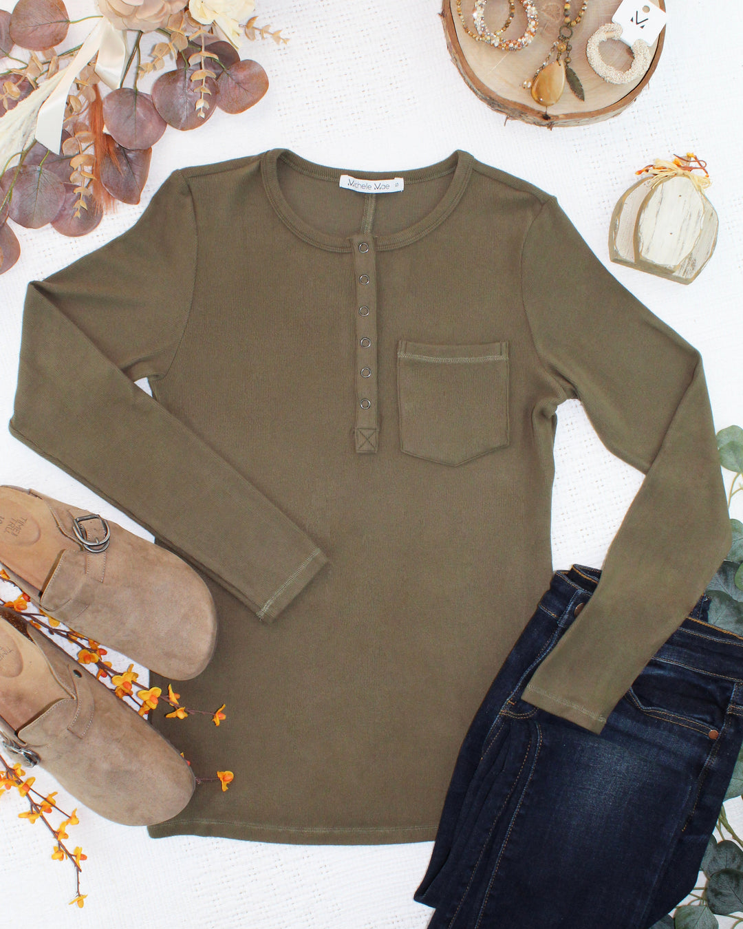 IN STOCK Georgia Long Sleeve Top - Olive