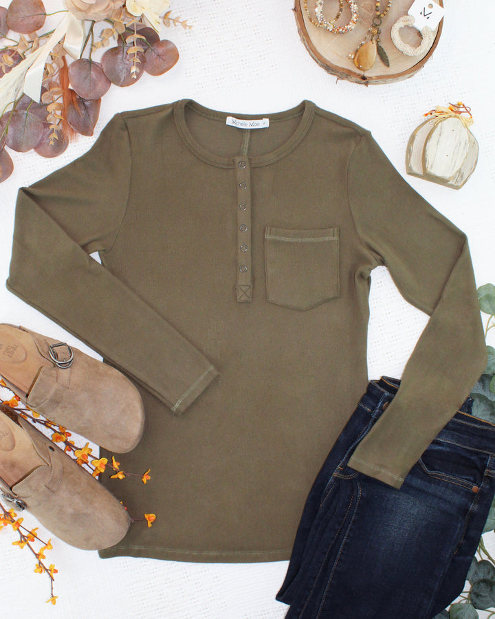 IN STOCK Georgia Long Sleeve Top - Olive