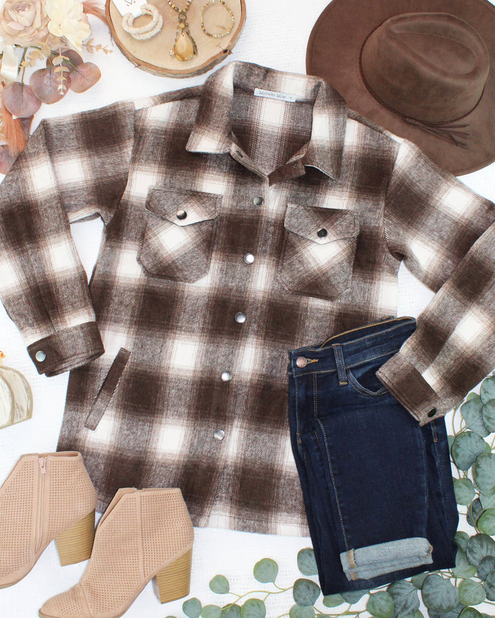 IN STOCK Norah Shacket - Brown Plaid