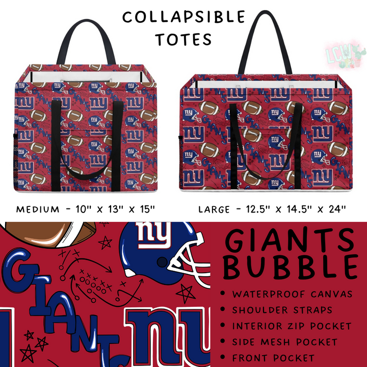 Batch #420 - End Zone Gear - Closes 9/26 - ETA mid Nov - Giants Bubble Collapsible Tote