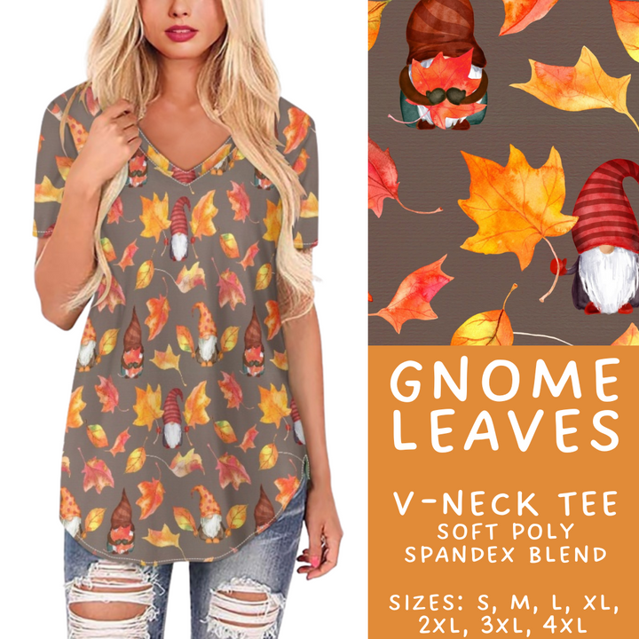 Batch #407 - Fall Fun 2 - Closes 9/4 - ETA mid/late October - Gnome Leaves V-Neck Tee
