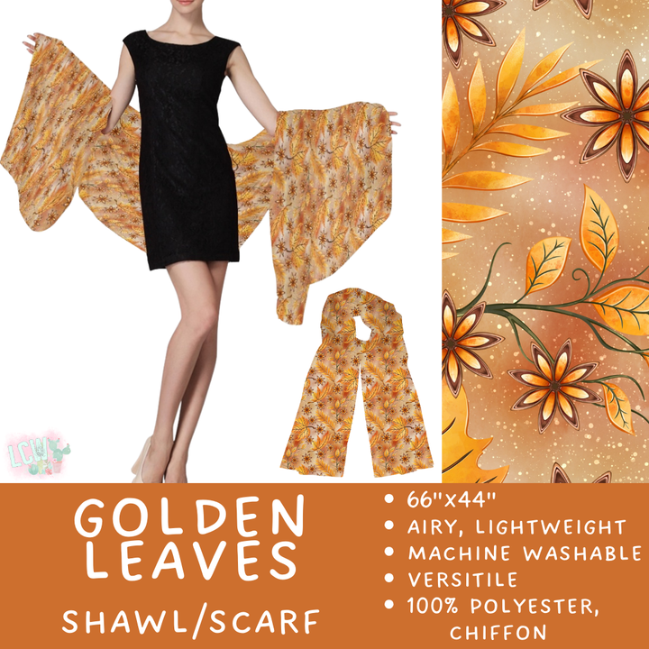 Batch #415 - The Scarf/Shawl Collection - Closes 9/18 - ETA early Nov - Golden Leaves Scarf/Shawl