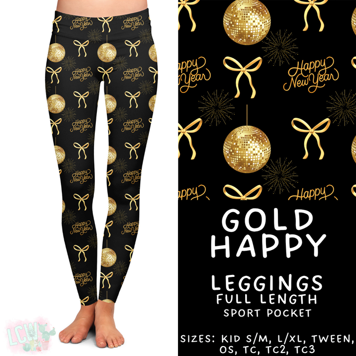 Batch #446 - New Year's Eve 2 - Closes 11/5 - ETA mid Dec - Gold Happy Full Length Leggings