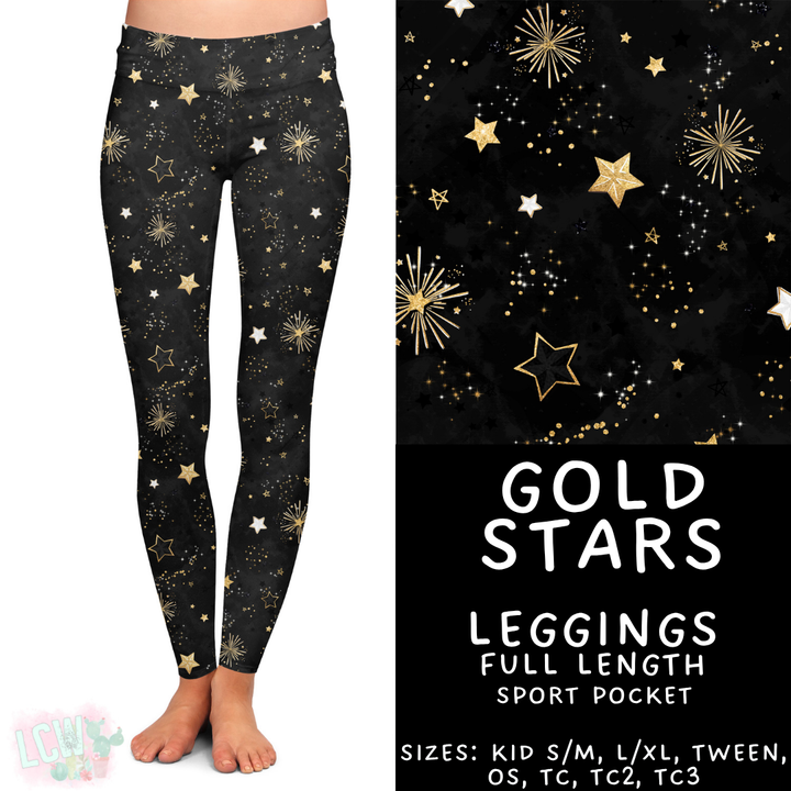 Batch #446 - New Year's Eve 2 - Closes 11/5 - ETA mid Dec - Gold Stars Full Length Leggings