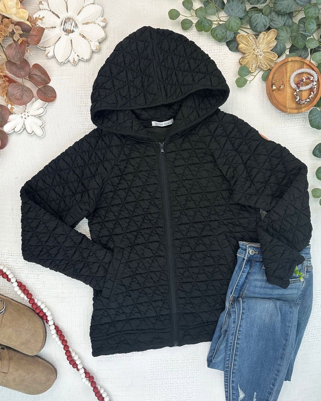 IN STOCK Geometric Fullzip Hoodie - Black
