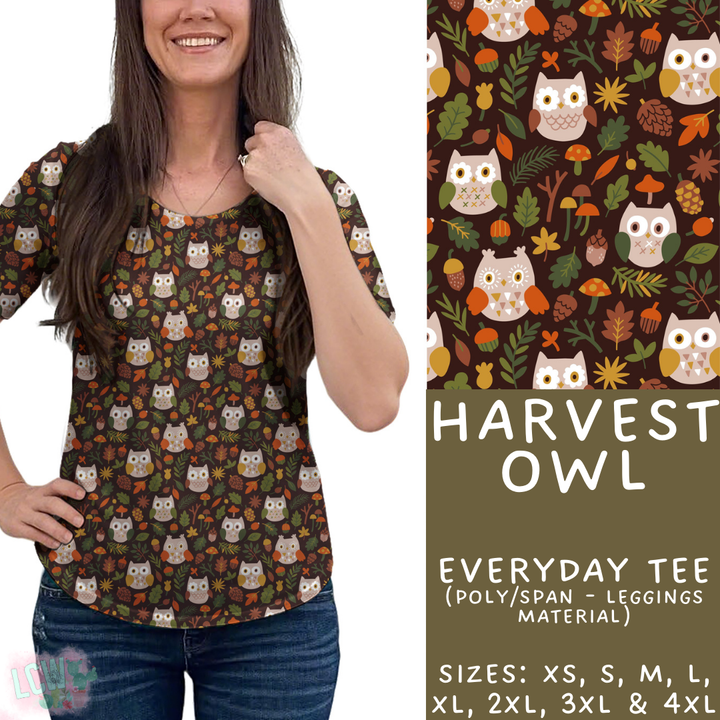 Batch #407 - Fall Fun 2 - Closes 9/4 - ETA mid/late October - Harvest Owl Everyday Tee