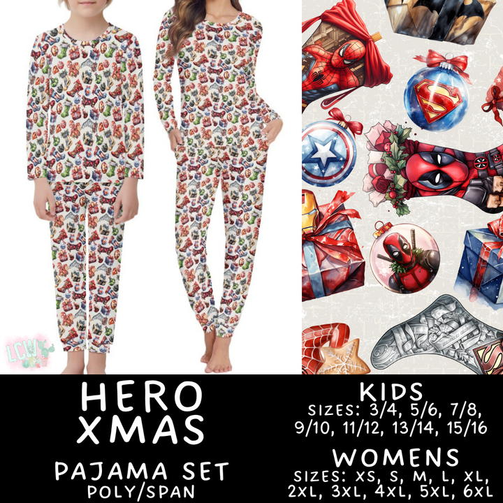 Batch #412 - Christmas Family Pajamas 2 - Closes 9/12 - ETA late October - Hero Xmas Women's & Kid's Pajama Set