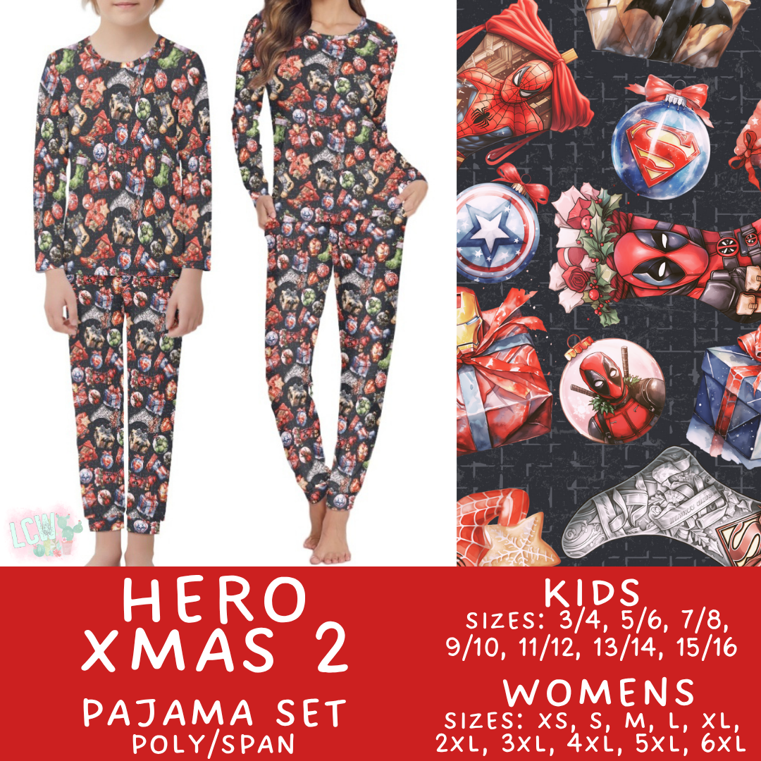 Batch #431 - Character Christmas Pajamas - Closes 10/16 - ETA late Nov - Hero Xmas 2 Women's & Kid's Pajama Set