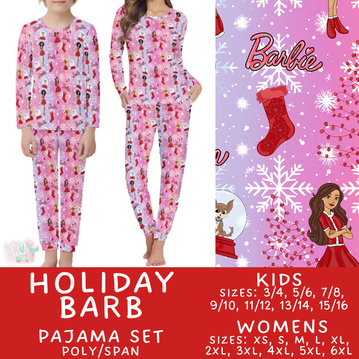 Batch #431 - Character Christmas Pajamas - Closes 10/16 - ETA late Nov - Holiday Barb Women's & Kid's Pajama Set
