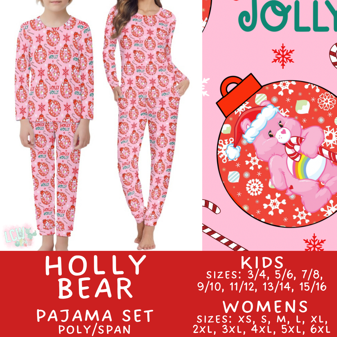 Batch #431 - Character Christmas Pajamas - Closes 10/16 - ETA late Nov - Holly Bear Women's & Kid's Pajama Set