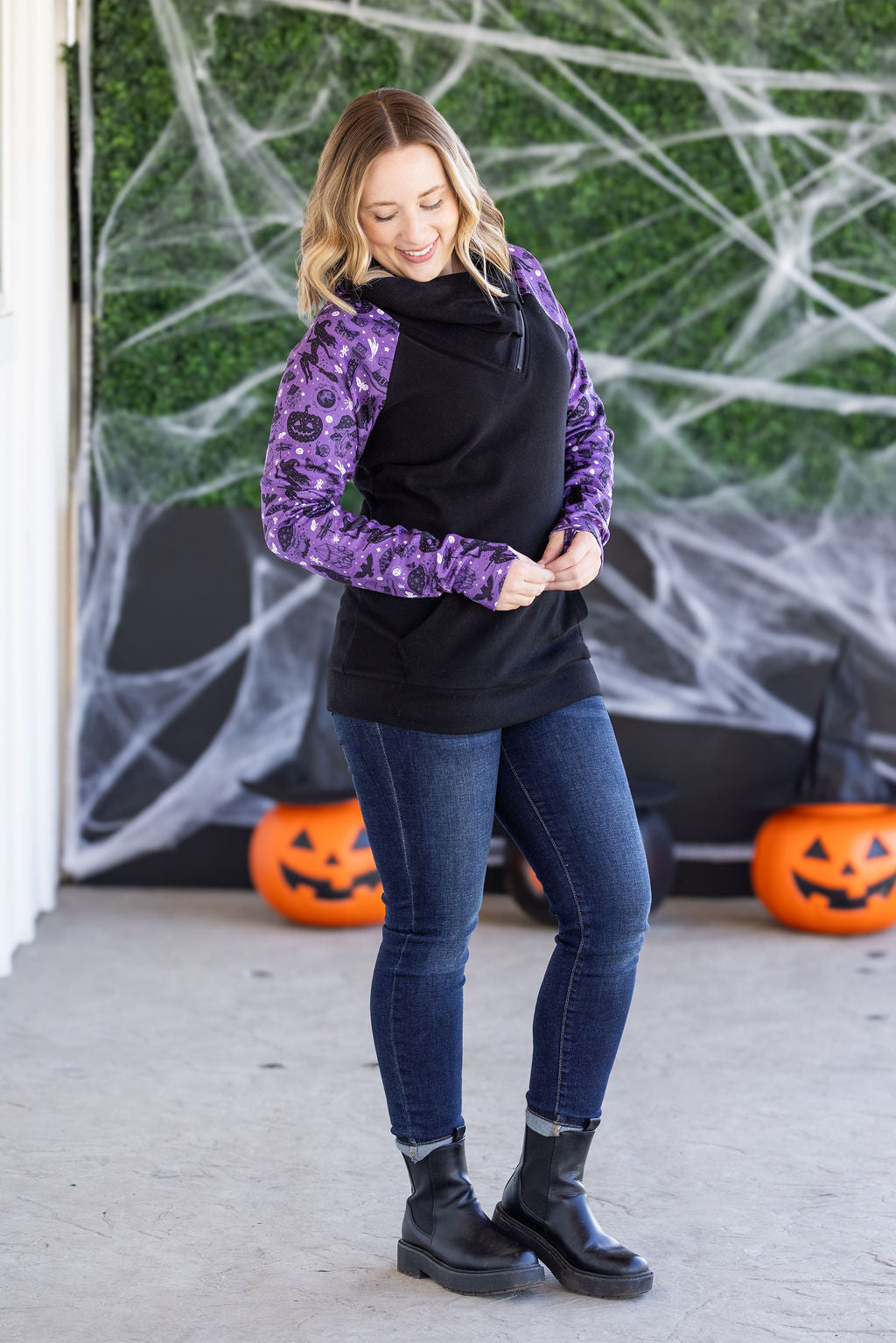 IN STOCK Zoey ZipCowl Sweatshirt - I Put A Spell On You and Black FINAL SALE