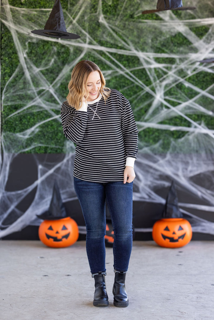 IN STOCK Lola Striped Thermal Top - Black