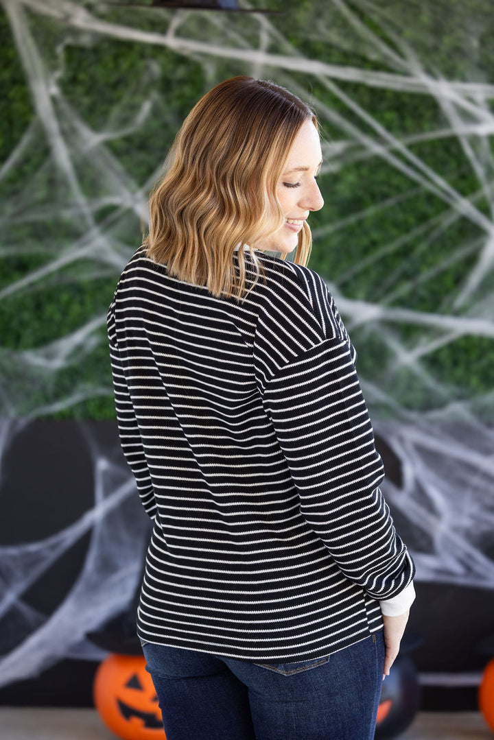 IN STOCK Lola Striped Thermal Top - Black