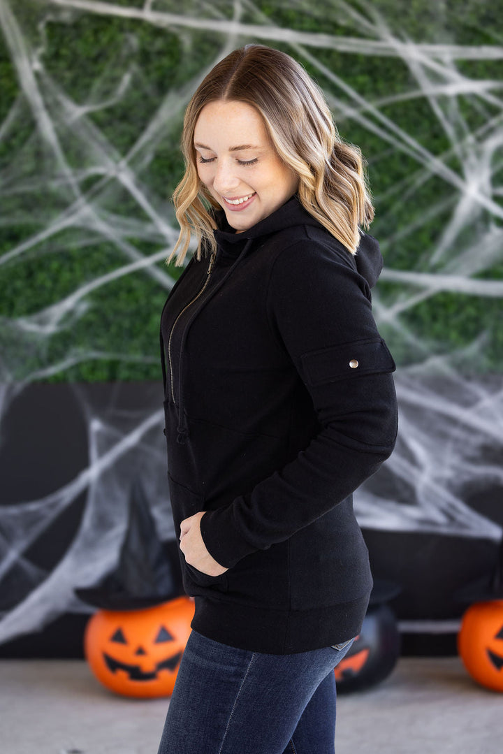 IN STOCK Pixie Pocket Halfzip Hoodie - Black