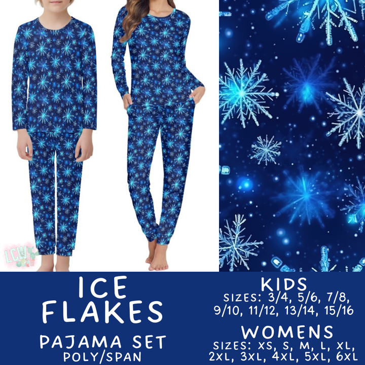 Batch #425 - Winter Family Pajamas - Closes 10/6 - ETA late Nov - Ice Flakes Women's & Kid's Pajama Set