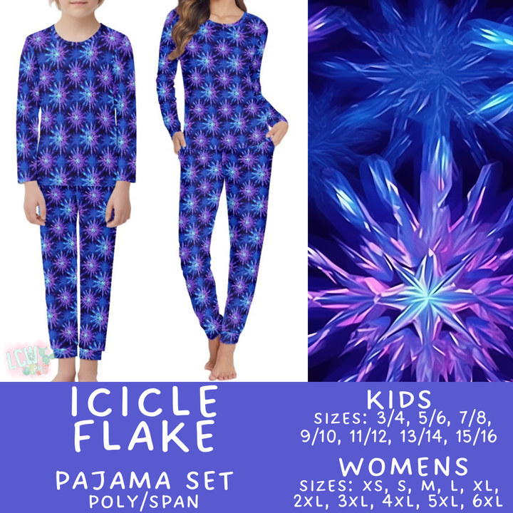 Batch #425 - Winter Family Pajamas - Closes 10/6 - ETA late Nov - Icicle Flake Women's & Kid's Pajama Set