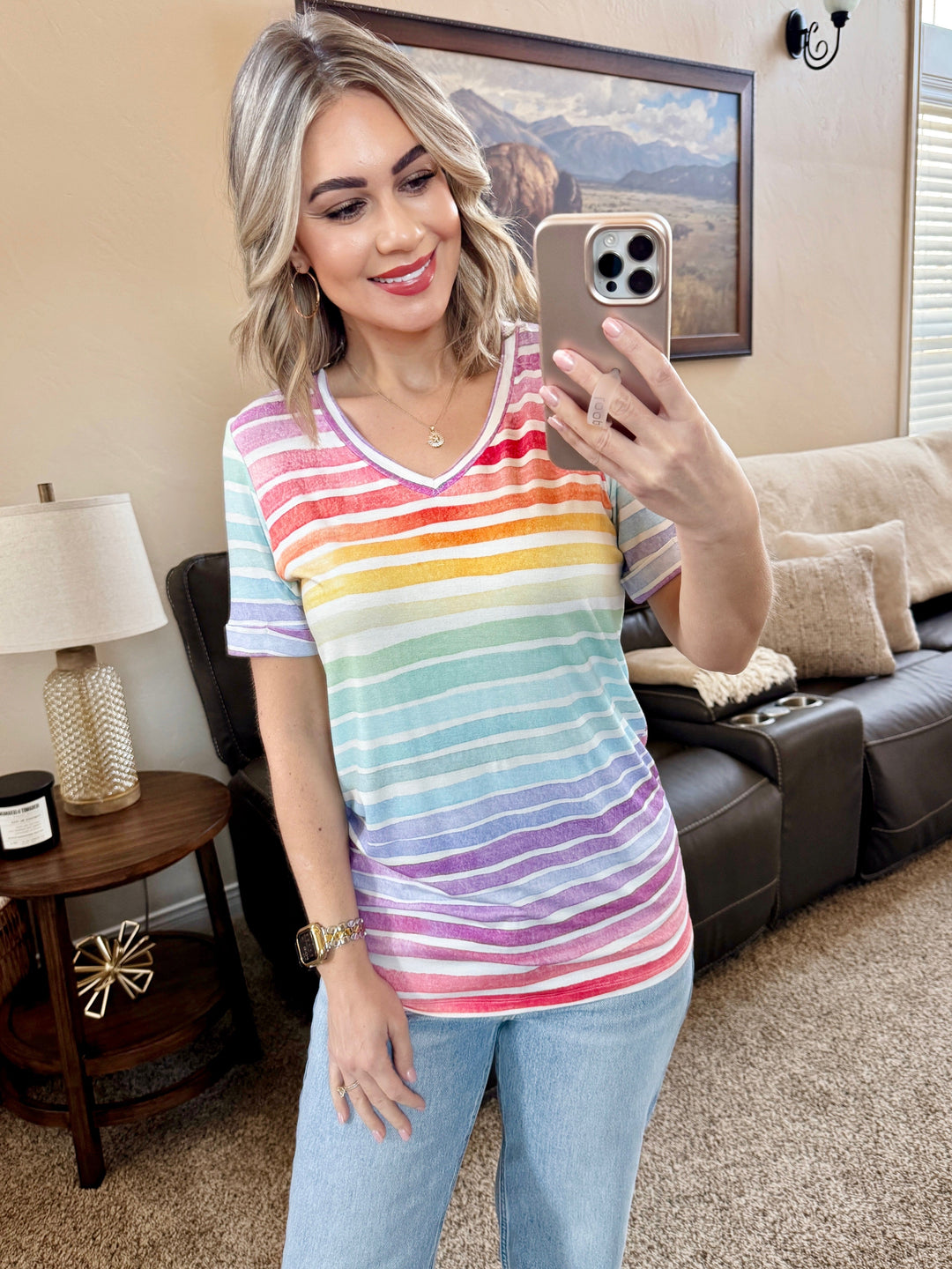 IN STOCK Sophie Top - Rainbow Stripes