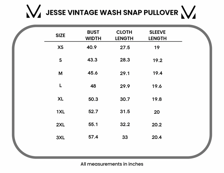 IN STOCK Jesse Vintage Wash Snap Pullover - Winter Blue