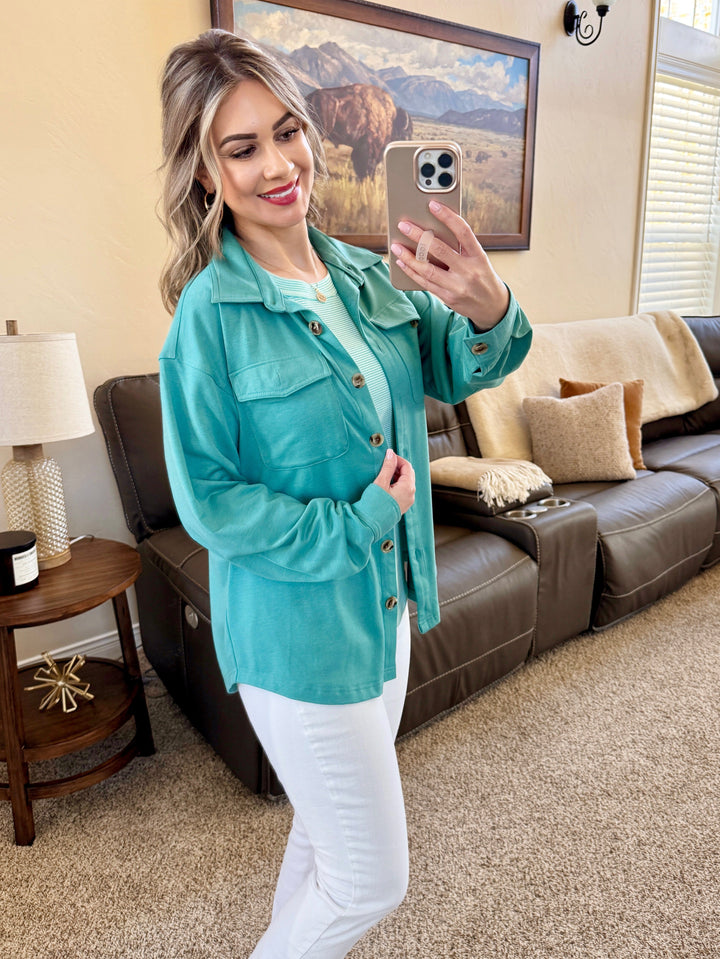 IN STOCK Brenna Button Down Top - Teal