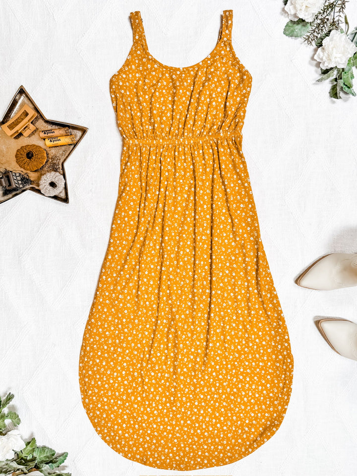 IN STOCK Reagan Ribbed Midi Dress - Pumpkin Floral | Women's Dress FINAL SALE