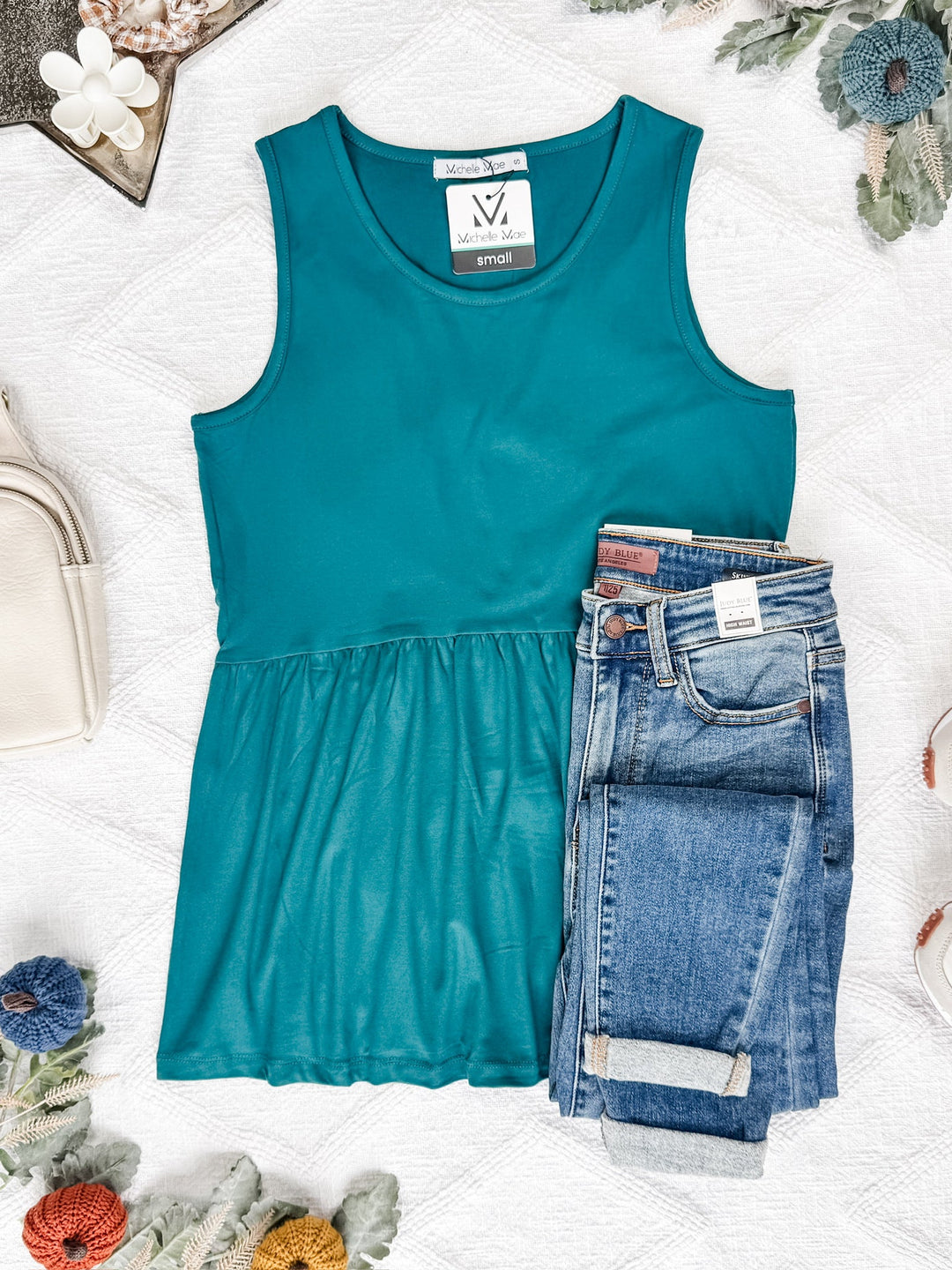 IN STOCK Renee Ruffle Tank - Teal