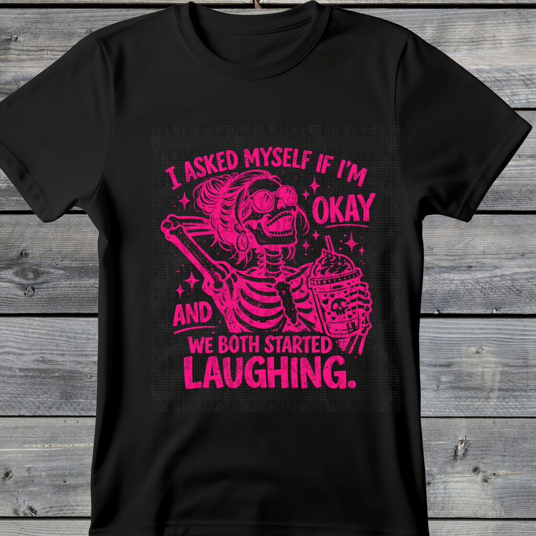 Wholesale Summer Fun Collab Graphic Tee Collection - I'm Ok Skeleton Black Tee
