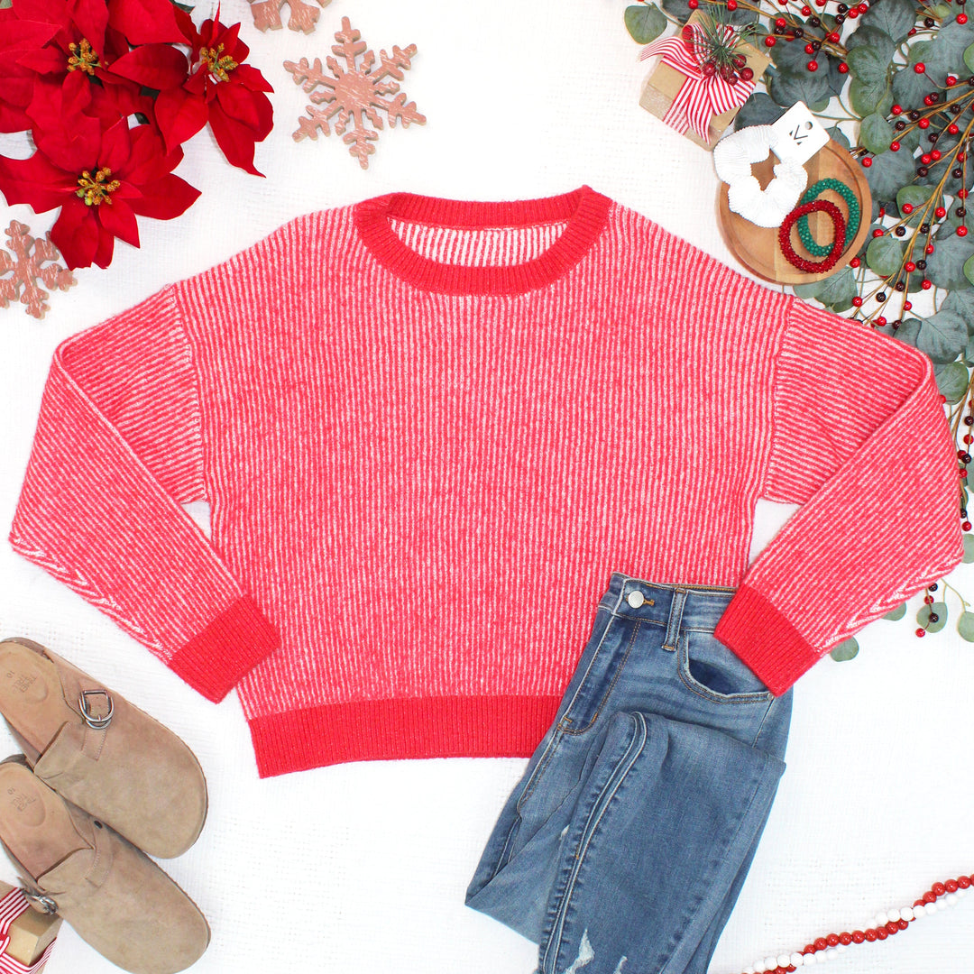 IN STOCK Josie Cozy Crew Sweater - Red