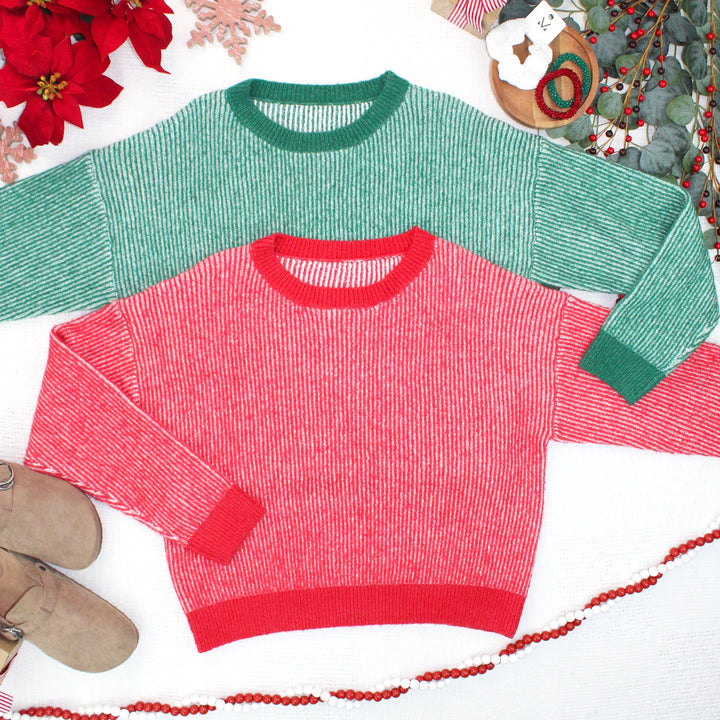 IN STOCK Josie Cozy Crew Sweater - Red