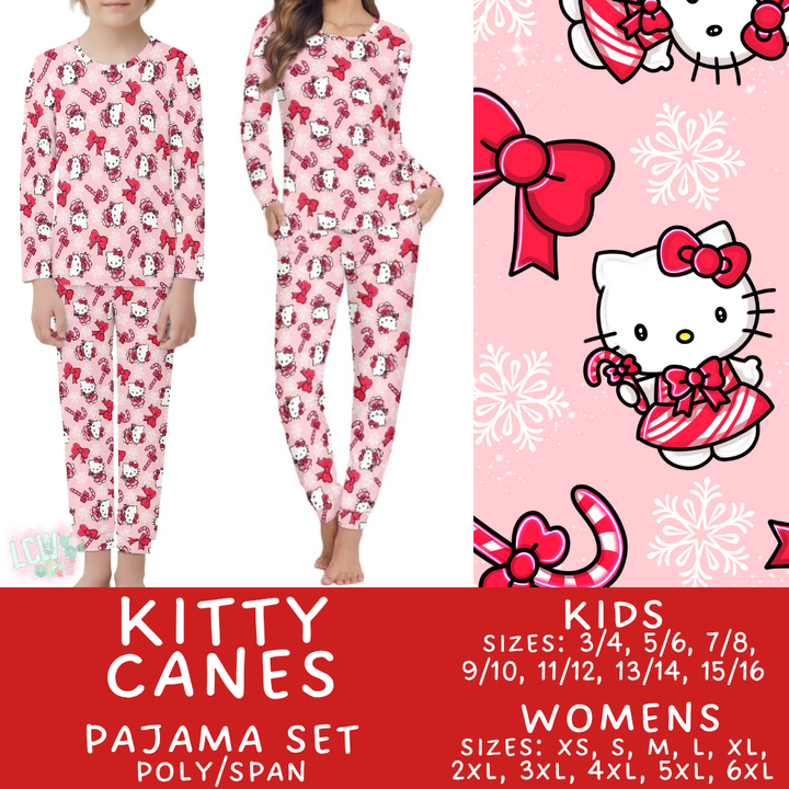 Batch #431 - Character Christmas Pajamas - Closes 10/16 - ETA late Nov - Kitty Canes Women's & Kid's Pajama Set