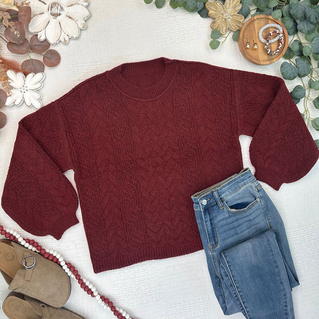 IN STOCK Dakota Sweater - Burgundy
