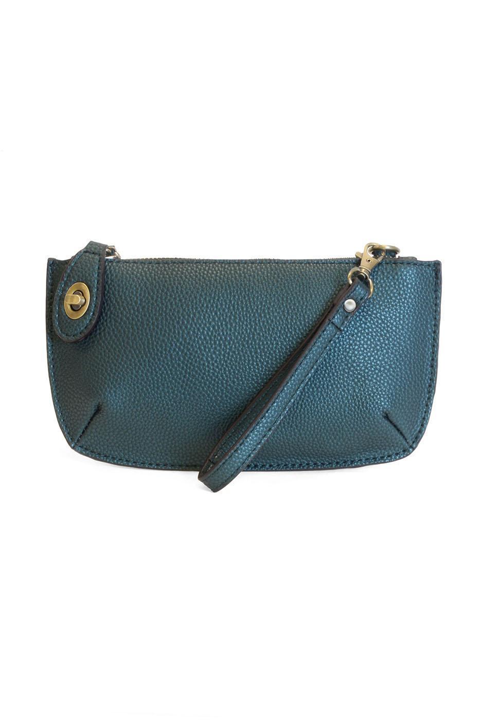 Mini Crossbody Wristlet Clutch - Metallic Teal