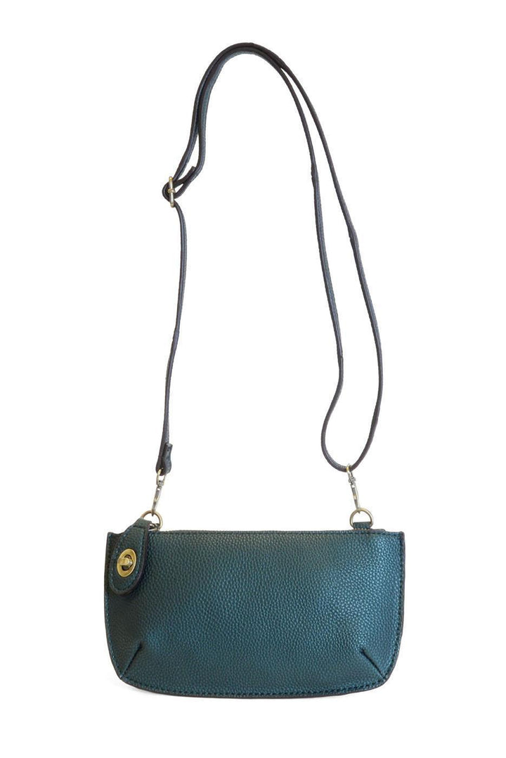Mini Crossbody Wristlet Clutch - Metallic Teal