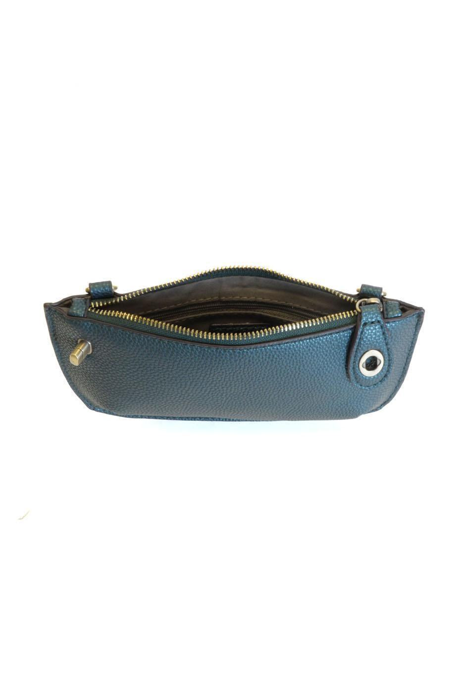 Mini Crossbody Wristlet Clutch - Metallic Teal