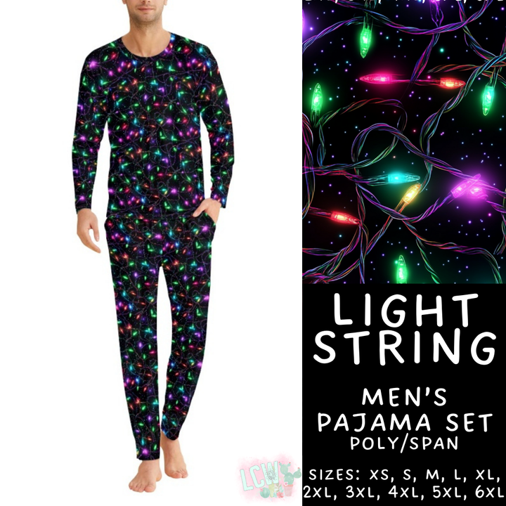 Batch #412 - Christmas Family Pajamas 2 - Closes 9/12 - ETA late October - Light String Men's Pajama Set