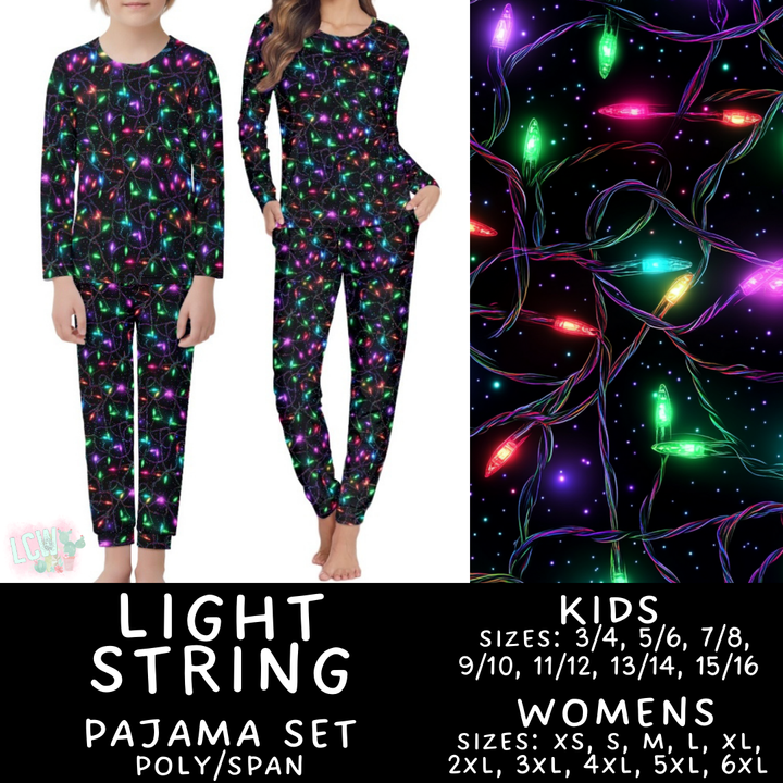 Batch #412 - Christmas Family Pajamas 2 - Closes 9/12 - ETA late October - Light String Women's & Kid's Pajama Set