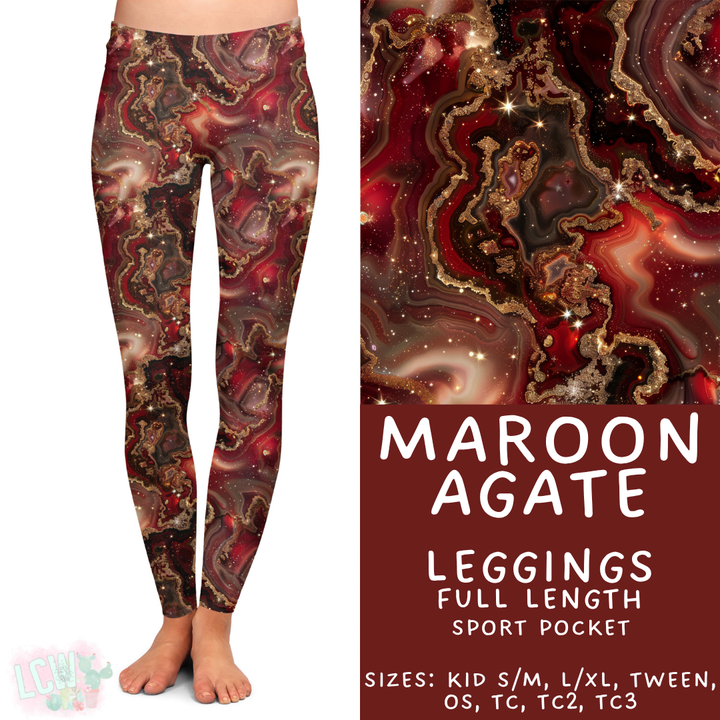 Batch #448 - Agate Collection - Closes 11/17 - ETA early Jan - Maroon Agate Full Length Leggings