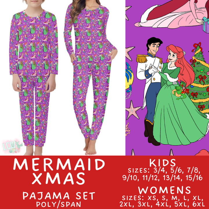 Batch #430 - Magical Christmas Family Pajamas - Closes 10/15 -  ETA late Nov - Mermaid Xmas Women's & Kid's Pajama Set