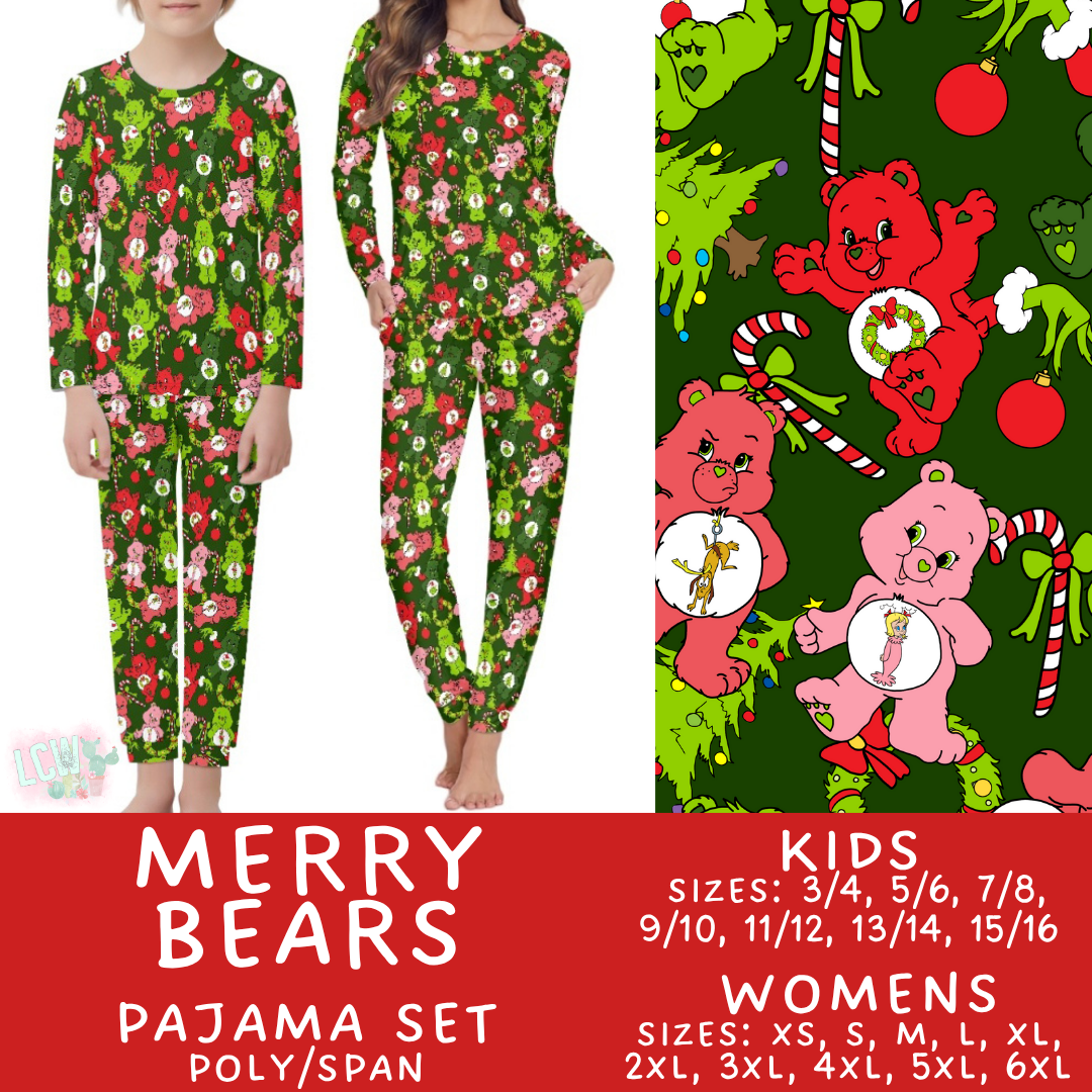 Batch #431 - Character Christmas Pajamas - Closes 10/16 - ETA late Nov - Merry Bears Women's & Kid's Pajama Set
