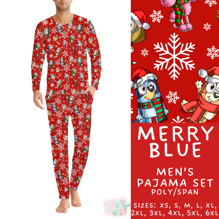 Batch #431 - Character Christmas Pajamas - Closes 10/16 - ETA late Nov - Merry Blue Men's Pajama Set