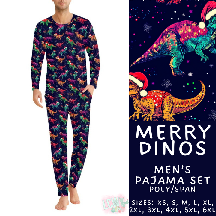Batch #412 - Christmas Family Pajamas 2 - Closes 9/12 - ETA late October - Merry Dinos Men's Pajama Set