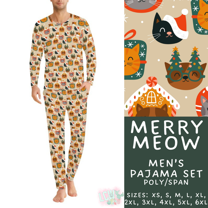 Batch #412 - Christmas Family Pajamas 2 - Closes 9/12 - ETA late October - Merry Meow Men's Pajama Set