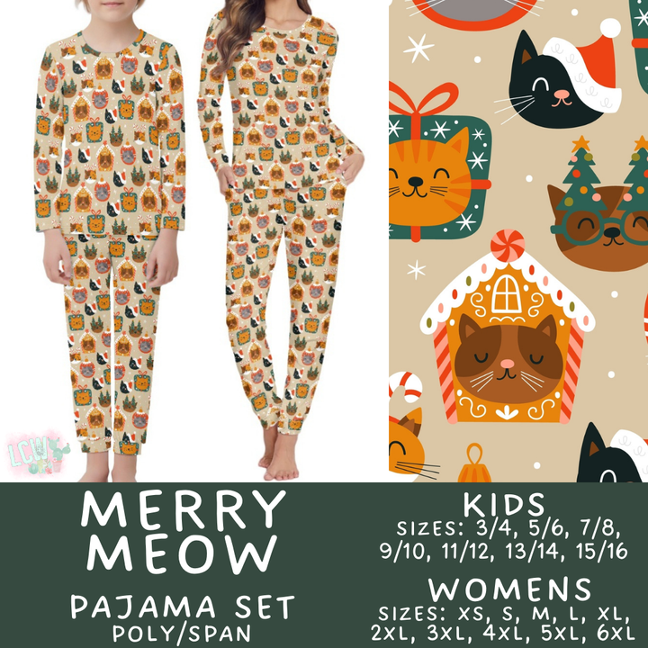 Batch #412 - Christmas Family Pajamas 2 - Closes 9/12 - ETA late October - Merry Meow Women's & Kid's Pajama Set